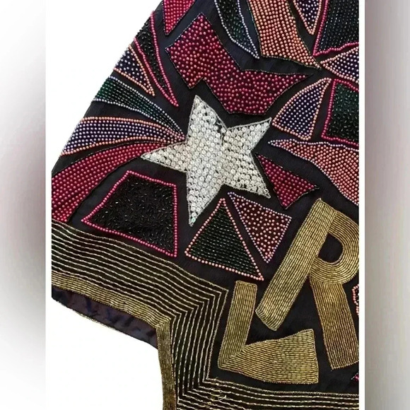 RARE VINTAGE 1980s Lillie Rubin Silk Beaded Cocktail Dress Size Small - Picture 2 of 13